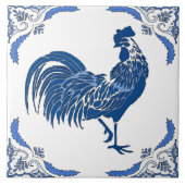 Rooster, Dutch Delft Card Ceramic Tegel Tegeltje (Voorkant)