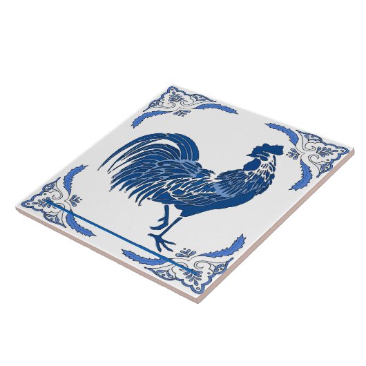 Rooster, Dutch Delft Kijk Tegeltje (Zijkant)