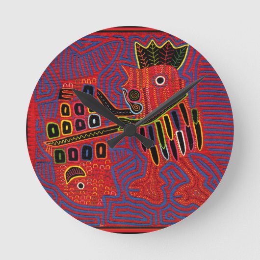 Rooster Een vis schalen met een machine Ronde Klok (Voorkant)