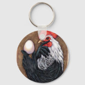 Rooster Egg Drawing Chicken Philosopher Sleutelhanger (Voorkant)