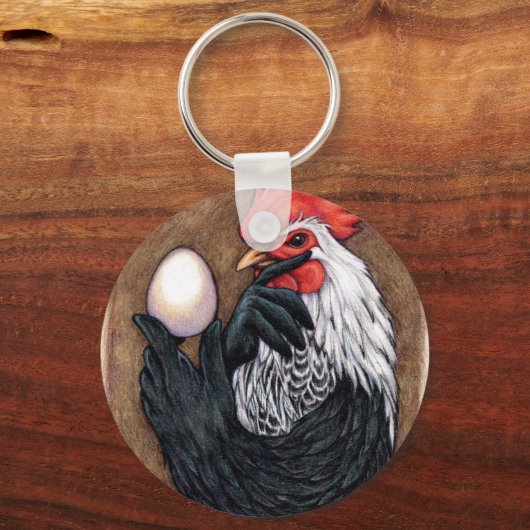 Rooster Egg Drawing Chicken Philosopher Sleutelhanger (Voorkant)