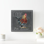 Rooster Eggs On Chalkboard Vierkante Klok (Huis)