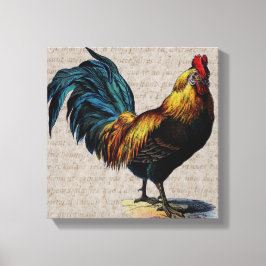 Rooster en Antiek tekstopslag - Aangepast Canvas Afdruk