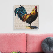 Rooster en Antiek tekstopslag - Aangepast Canvas Afdruk (Insitu (Woonkamer))