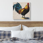 Rooster en Antiek tekstopslag - Aangepast Canvas Afdruk (Insitu (Slaapkamer))