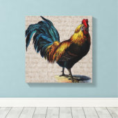 Rooster en Antiek tekstopslag - Aangepast Canvas Afdruk (Insitu (Houten vloer))
