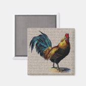  Rooster en Antiek tekstopslag - Aangepast Magneet (Voorkant / Achterkant)