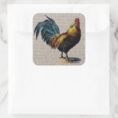  Rooster en Antiek tekstopslag - Aangepast Vierkante Sticker (Tas)