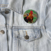 Rooster en Black Hen Ronde Button 5,7 Cm (In situ)
