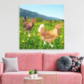 Rooster en Chicken 2 Canvas Afdruk (Insitu (Woonkamer))