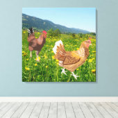 Rooster en Chicken 2 Canvas Afdruk (Insitu (Houten vloer))