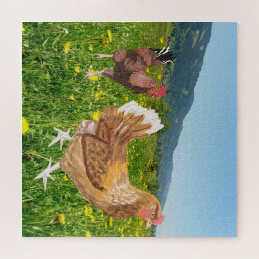 Rooster en Chicken 2 Legpuzzel (Horizontaal)