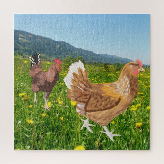 Rooster en Chicken 2 Legpuzzel (Verticaal)