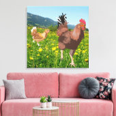 Rooster en Chicken 3 Canvas Afdruk (Insitu (Woonkamer))