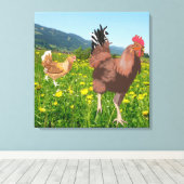 Rooster en Chicken 3 Canvas Afdruk (Insitu (Houten vloer))