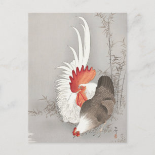 Rooster en Chicken Painting van Ohara Koson Briefkaart