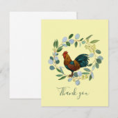 Rooster en Eucalyptus Wreath Bedankkaart (Voorkant / Achterkant)