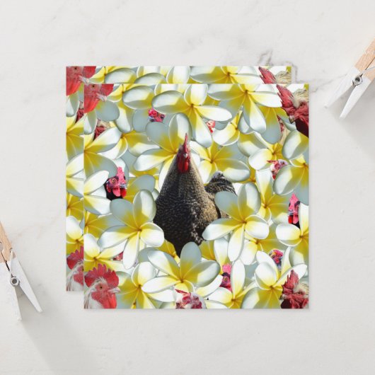 Rooster en Frangipanis Kaart (Voorkant / Achterkant in situ)