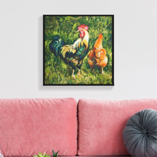 Rooster en Hen Canvas Afdruk (Insitu (Woonkamer))