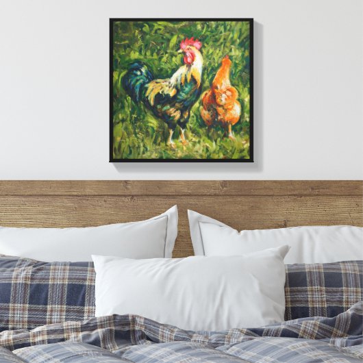 Rooster en Hen Canvas Afdruk (Insitu (Slaapkamer))