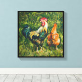 Rooster en Hen Canvas Afdruk (Insitu (Houten vloer))