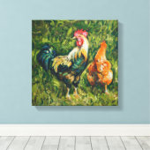 Rooster en Hen Canvas Afdruk (Insitu (Houten vloer))