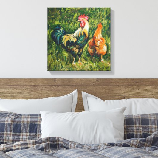 Rooster en Hen Canvas Afdruk (Insitu (Slaapkamer))
