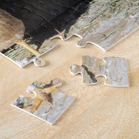 Rooster en Hen Chicken Boerderij Scene Jigzaag Puz Legpuzzel (Zijkant)