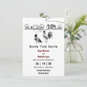 Rooster en Hen Chicken Country Boerderij Wedding Save The Date (Staand voorkant)