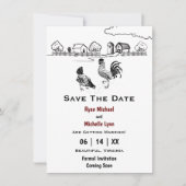Rooster en Hen Chicken Country Boerderij Wedding Save The Date (Voorkant)