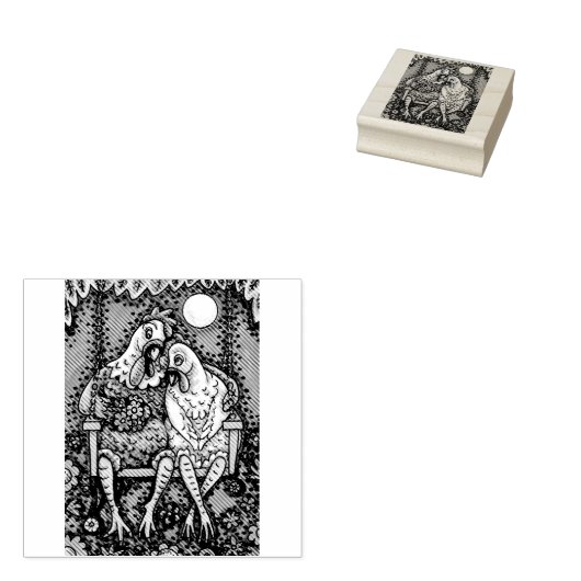 ROOSTER- EN HEN-LOVERS, PORCH-SCHAKELSTEMP RUBBERSTEMPEL (Gestempeld)