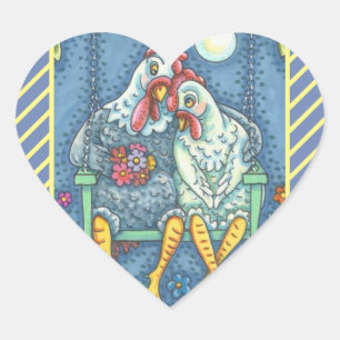 ROOSTER EN HEN LOVERS, STICKERS met CHICKEN