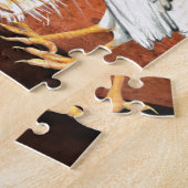 Rooster en Hen met eieren op de Nest Handbeschilde Legpuzzel (Zijkant)