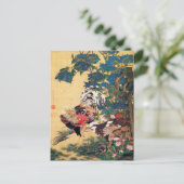 Rooster en Hen met Hydrangeas door Ito Jakuchu Briefkaart (Staand voorkant)