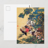 Rooster en Hen met Hydrangeas door Ito Jakuchu Briefkaart (Voorkant / Achterkant)