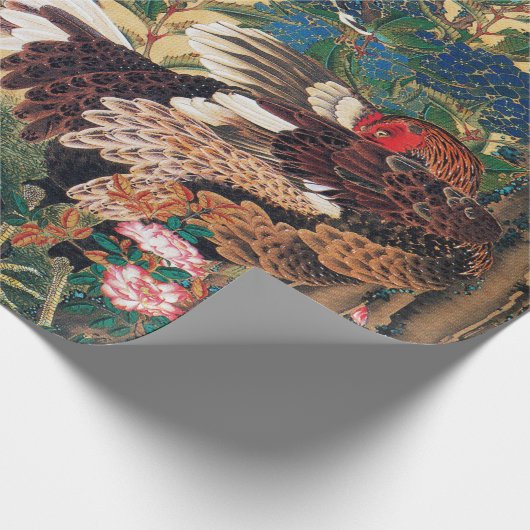Rooster en Hen met Hydrangeas door Ito Jakuchu Cadeaupapier (Hoek)