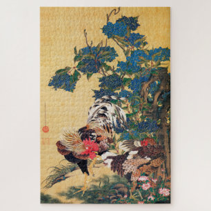 Rooster en Hen met Hydrangeas door Ito Jakuchu Legpuzzel
