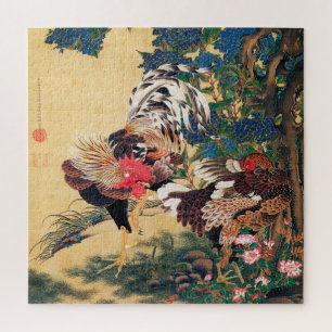 Rooster en Hen met Hydrangeas door Ito Jakuchu Legpuzzel