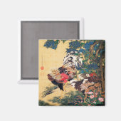 Rooster en Hen met Hydrangeas door Ito Jakuchu Magneet (Voorkant / Achterkant)