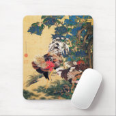 Rooster en Hen met Hydrangeas door Ito Jakuchu Muismat (Met muis)