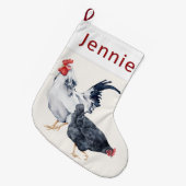 Rooster en Hen Persoonlijke kerstinslag Grote Kerstsok (Voorkant (Hangend))