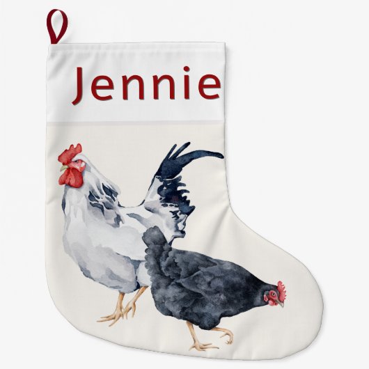 Rooster en Hen Persoonlijke kerstinslag Grote Kerstsok (Voorkant)