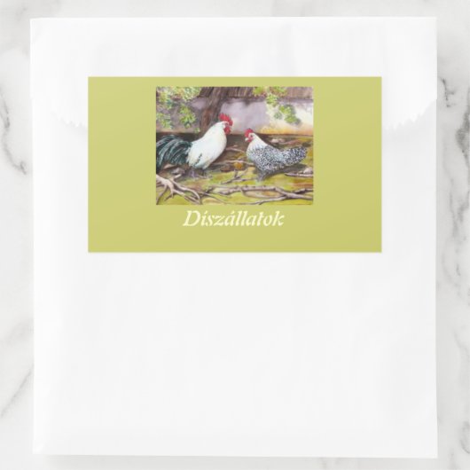 Rooster en Hen Rechthoekige Sticker (Tas)