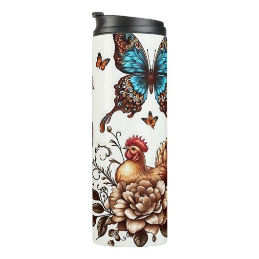 Rooster en Hen Thermosbeker (Geroteerd rechts)