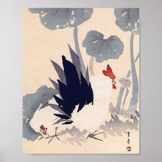 Rooster en Hen, Watanabe Seitei Poster (Voorkant)
