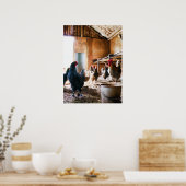 Rooster en hennen in Barn Poster (Keuken)