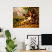 Rooster en Hens Carl Jutz Digital Elaboration Poster (Thuiskantoor)
