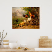 Rooster en Hens Carl Jutz Digital Elaboration Poster (Keuken)