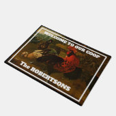 Rooster en Hens "Welkom bij onze coop" Doormat Deurmat (Schuin)