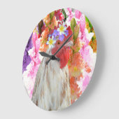Rooster en Hollyhock Flowers Grote Klok (Hoek)